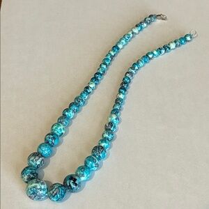 Blue African Opal Bead Necklace